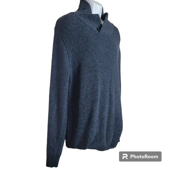 Urban Pipeline Sweater, Men Large, Gray Ribbed, Thick, Button Cowl Neck, EUC - Picture 4 of 11